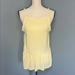 Maurices Women’s Yellow Ribbed Peplum Tank Top Sz M